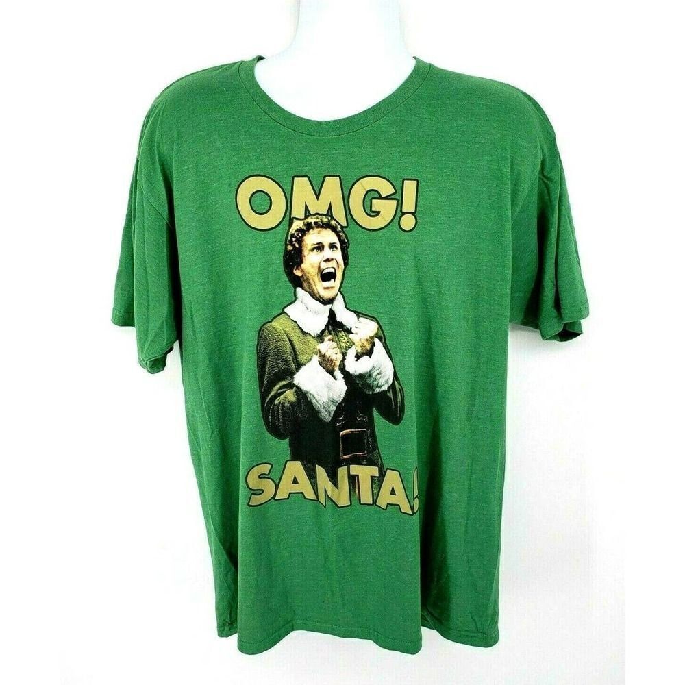Christmas ELF Movie Will Ferrell Graphic T-Shirt Size XL Green Ripple Junction